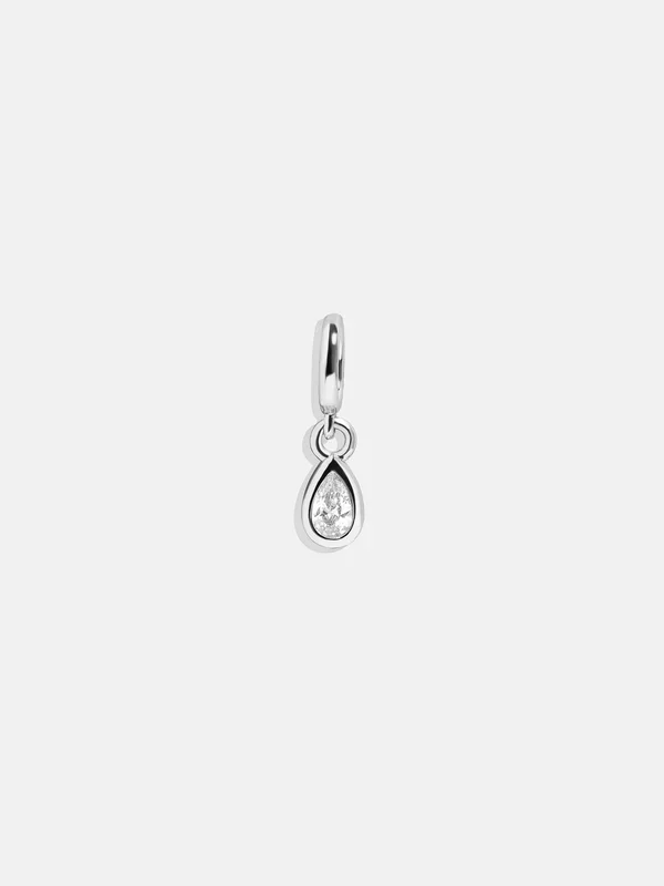 Silver Birthstone Cluster Charm – Crystal
