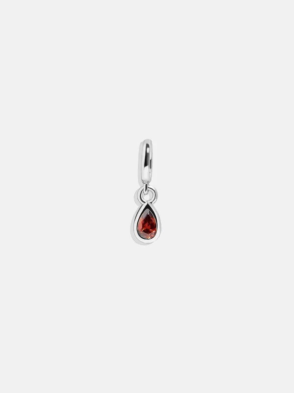 Silver Birthstone Cluster Charm – Ruby