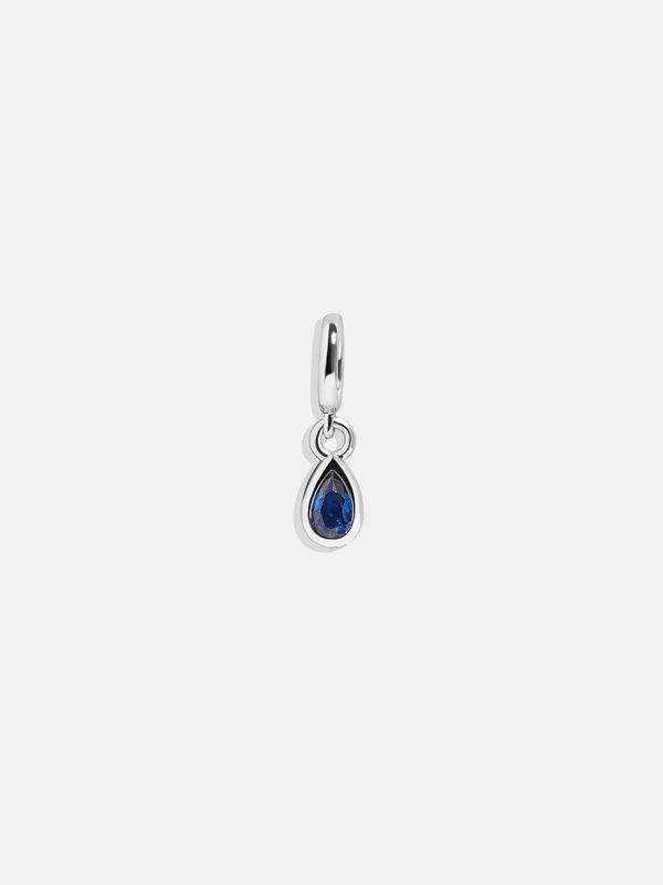 Silver Birthstone Cluster Charm – Sapphire
