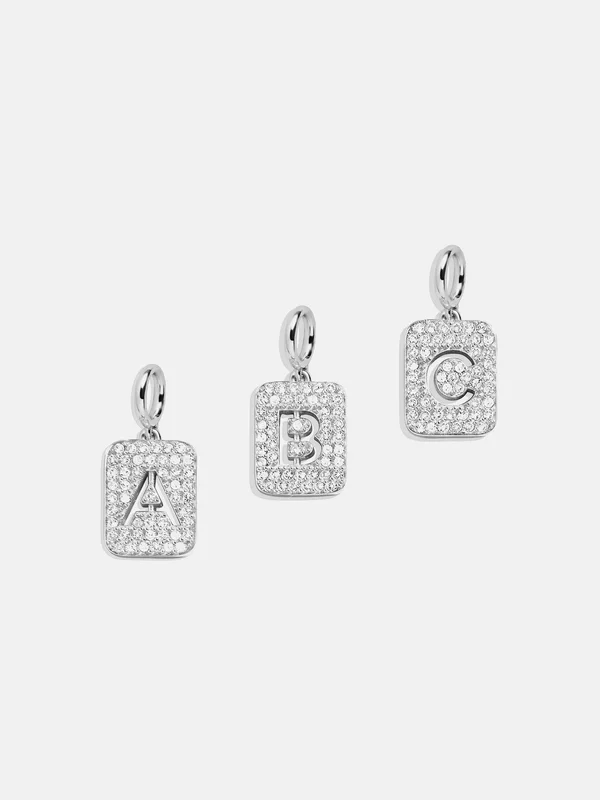 Silver Block Pave Cluster Charm – A
