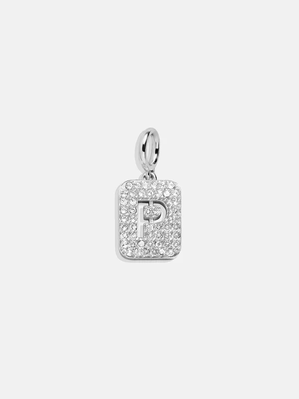 Silver Block Pave Cluster Charm – P