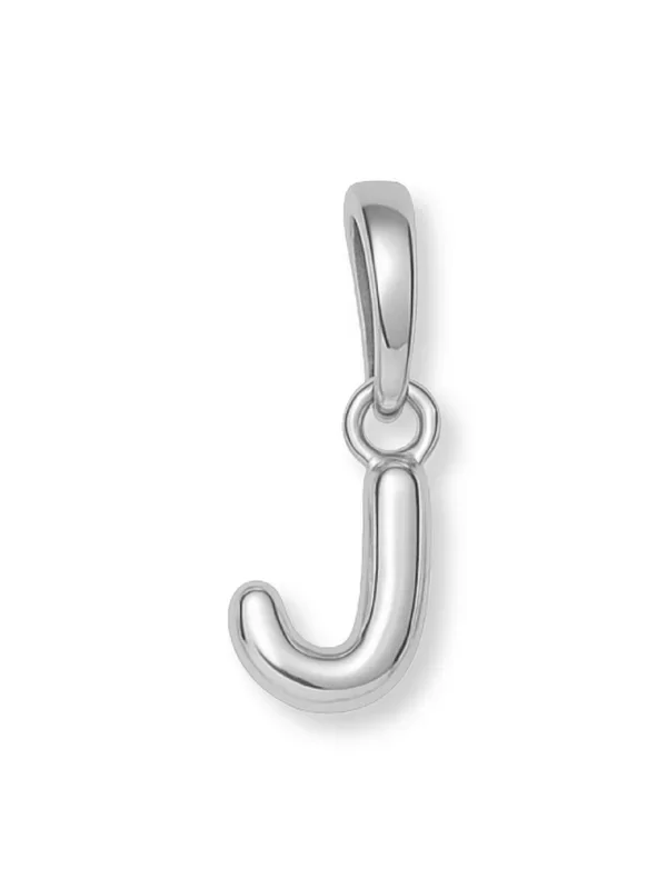 Silver Bubble Initial Clip Charm Letter J