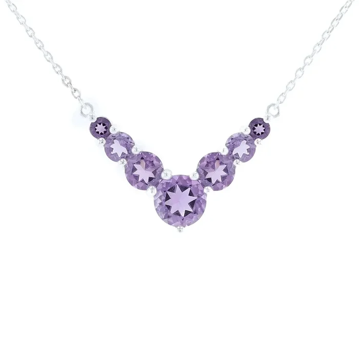 Silver Chevron Amethyst Necklace