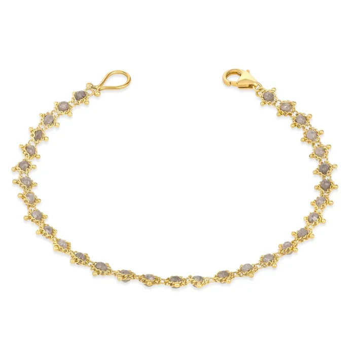Silver Diamond Textile Bracelet in 18k Gold