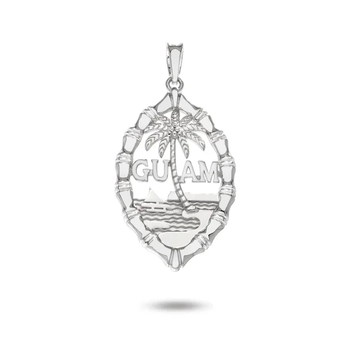 Silver Guam Seal Thick Bamboo Pendant