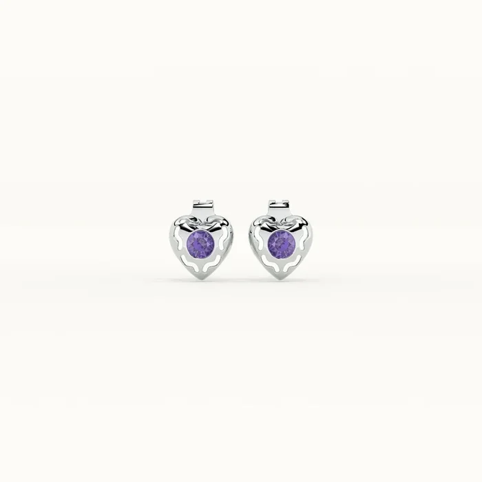 Silver Heart 925 Sterling Silver Stud Earrings
