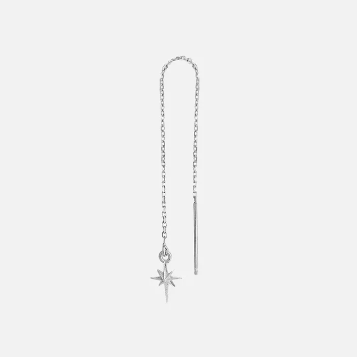Silver Itty Bitty Threader Earring, Star