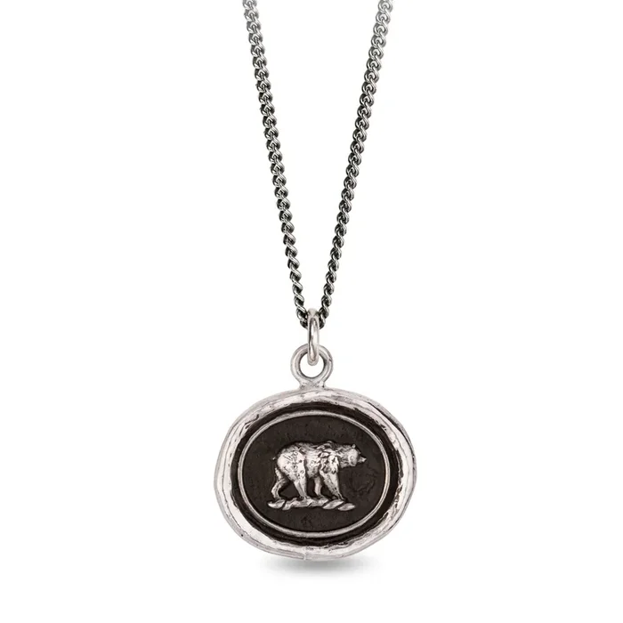 Silver Mother Bear Pendant Necklace