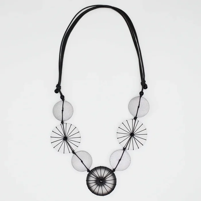 Silver Noir Threaded Statement Necklace