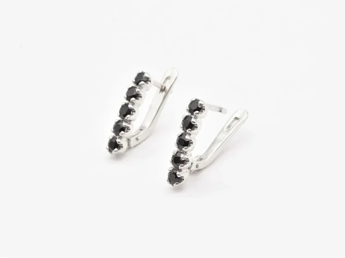 Silver Onyx Earrings – Long Silver Earrings – Drop Bubble Earrings