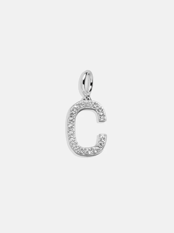 Silver Pave Initial Cluster Charm – C