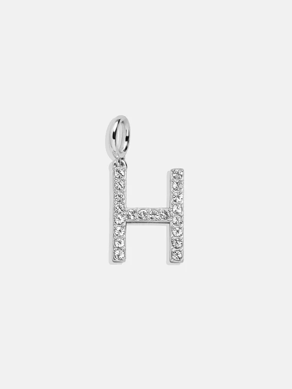 Silver Pave Initial Cluster Charm – H