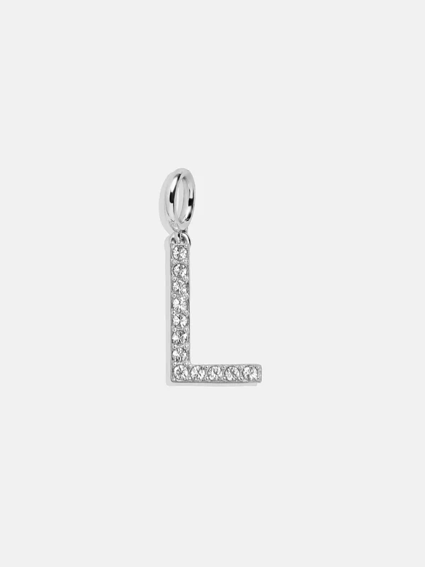 Silver Pave Initial Cluster Charm – L