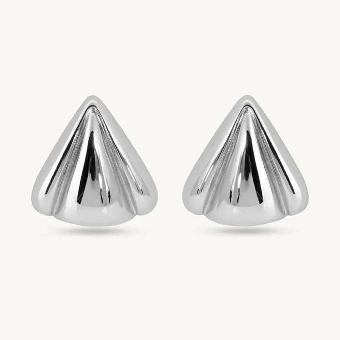 Silver Triangle Stud Earrings