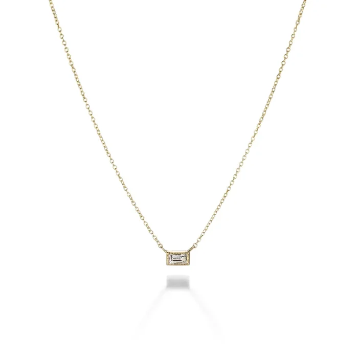 Single Baguette Diamond Necklace