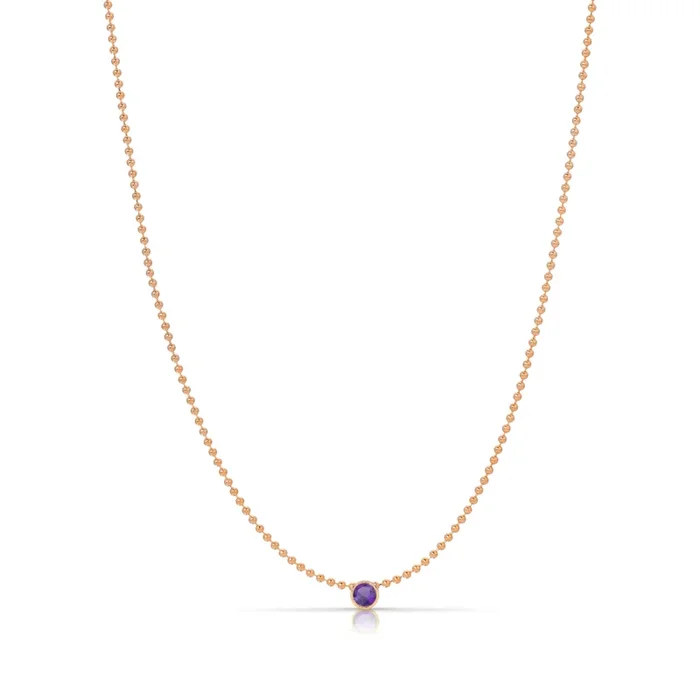 Single Birthstone Layering Necklace – Rose Gold