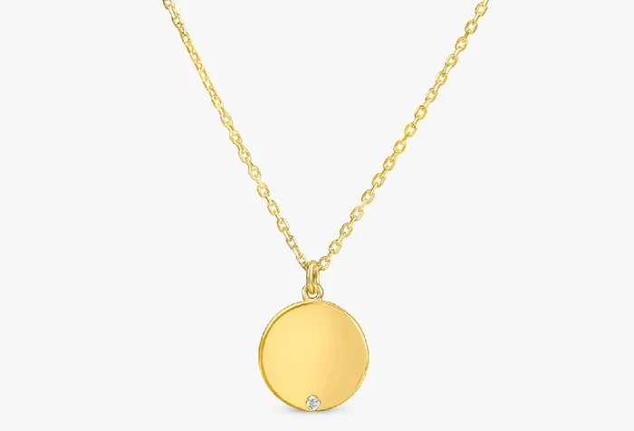 Single Diamond Disc Necklace, Diane