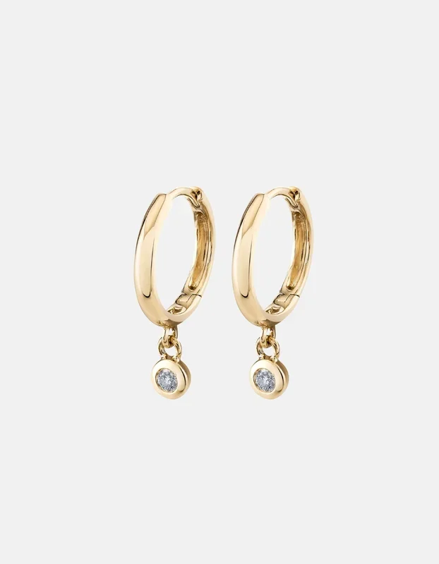 Single Diamond Raindrop Huggies