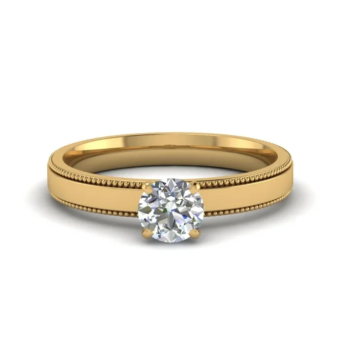 Single Stone Milgrain Engagement Ring