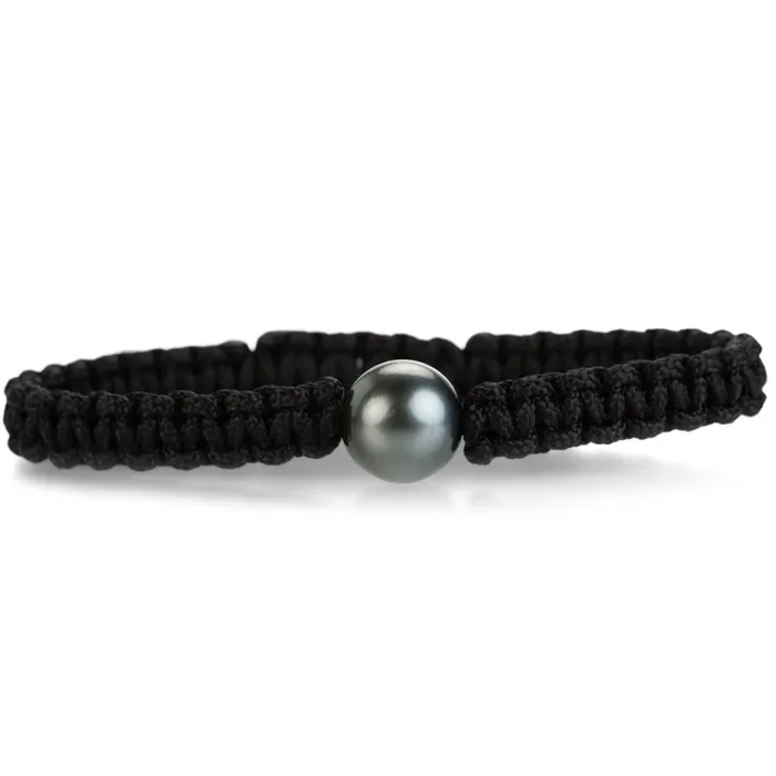 Single Tahitian Pearl Black Cord Bracelet