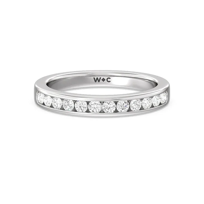 Six Prong Channel Set Solitaire Diamond Wedding Band