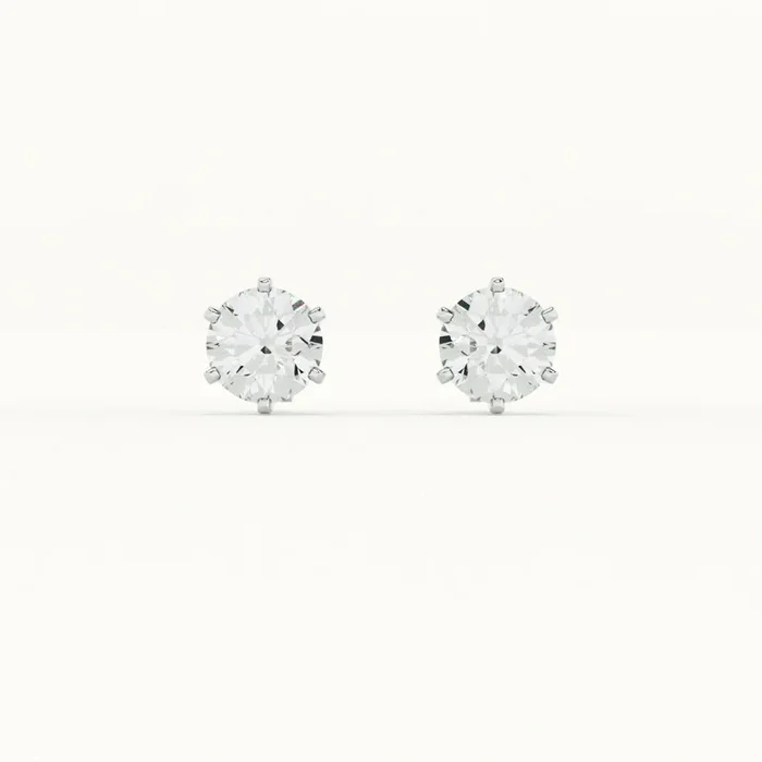 Six-Prong Solitaire 925 Sterling Silver Studs