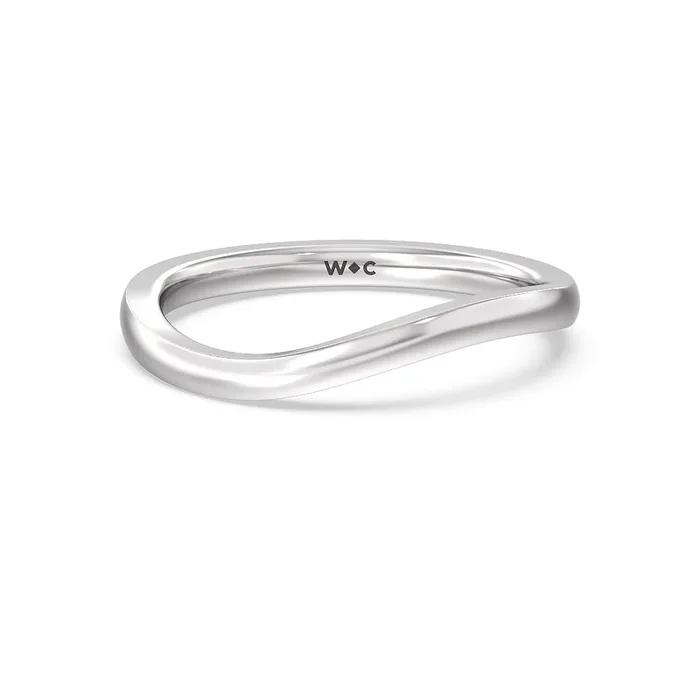 Six Prong Solitaire Wavy Shank Wedding Band