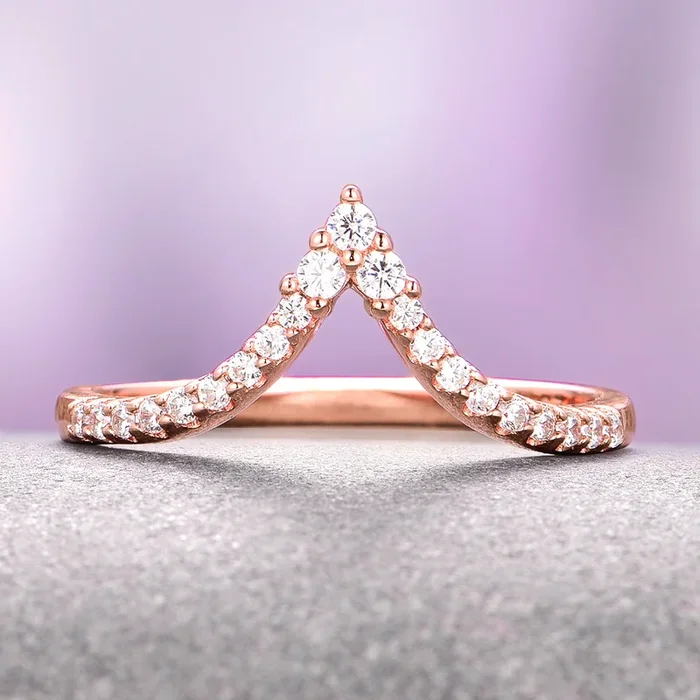 Skye Kite® Chevron Stacking Wedding Band in 14K Solid Rose Gold