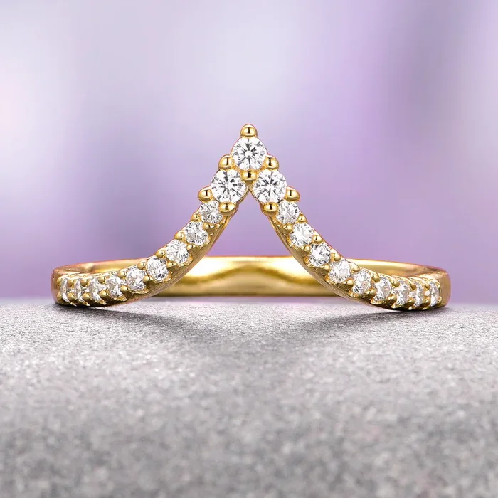 Skye Kite® Chevron Stacking Wedding Band in 14K Solid Yellow Gold