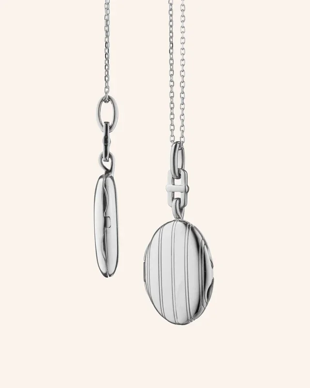 Slim Pinstripe “Eve” Sterling Silver Locket Necklace