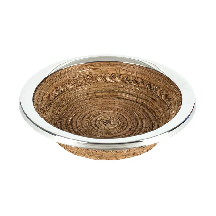Small Braided Pine Needle Angled Basket