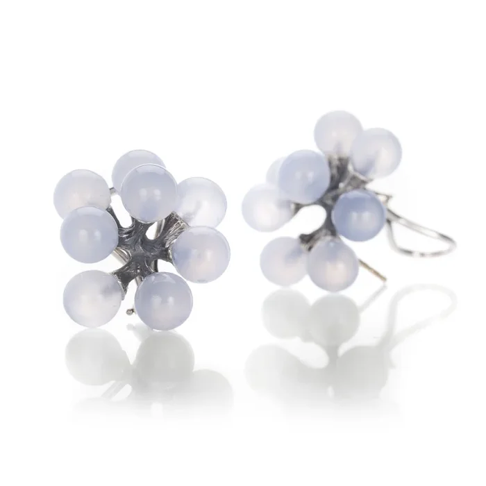 Small Chalcedony Jacks Earrings
