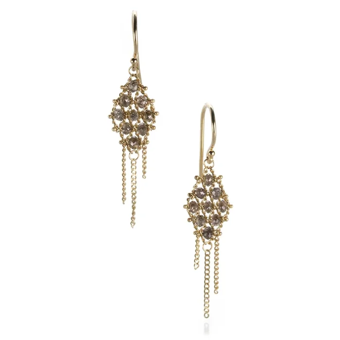 Small Champagne Diamond Textile Earrings