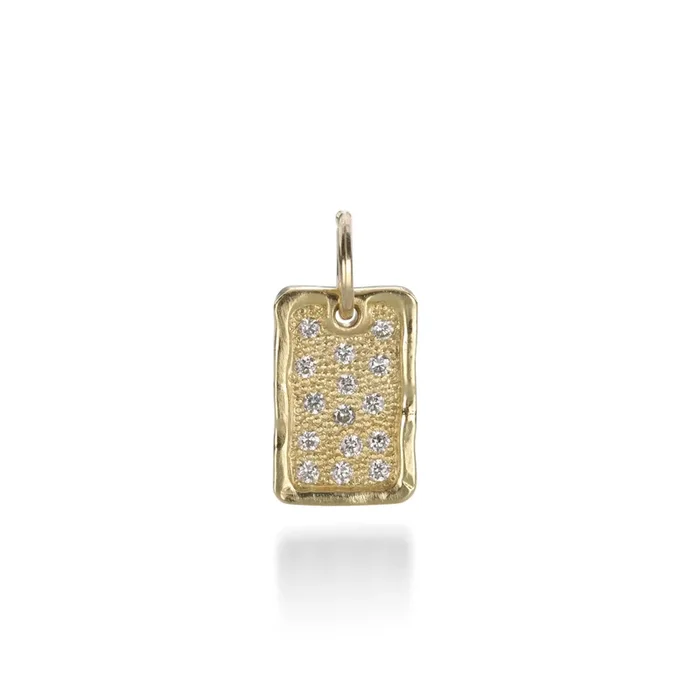 Small Dog Tag with Scattered Diamonds