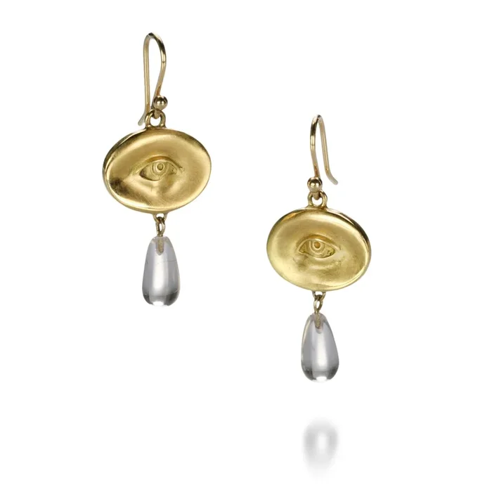 Small Eye Earrings with Crystal Tear Drops