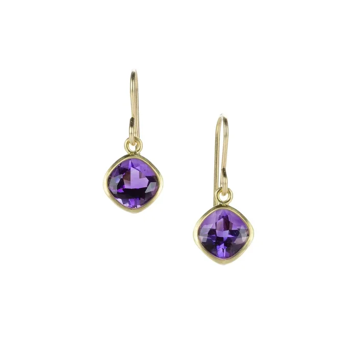 Small Faceted Amethyst Drop Earrings