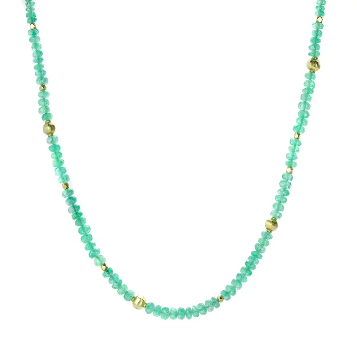 Small Faceted Emerald Beaded Necklace