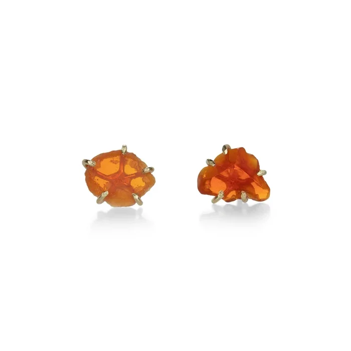 Small Mexican Fire Opal Studs