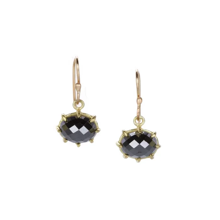 Small Oval Hematite Drop Earrings