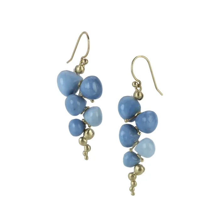 Small Peruvian Blue Opal Caviar Earrings