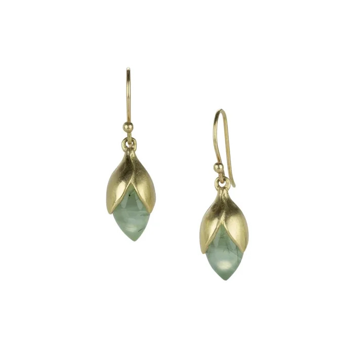 Small Prehnite Bud Drop Earrings