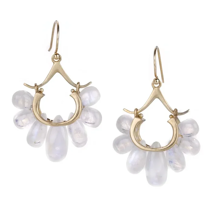 Small Rainbow Moonstone Peacock Earrings