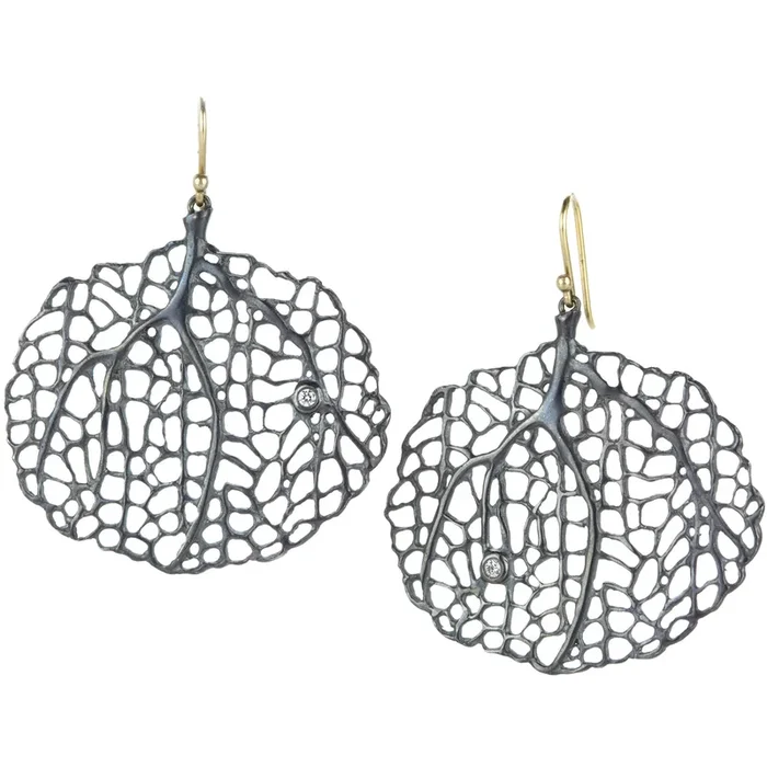 Small Sea Fan Earrings with Diamonds