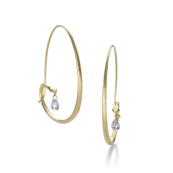 Small Snake Hoops with Blue Sapphire Briolettes