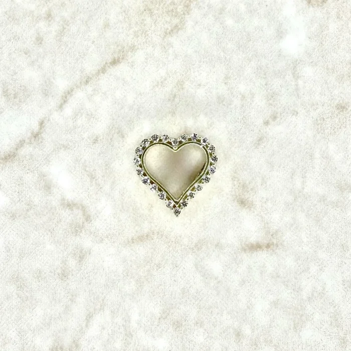 Small Solid 10K Yellow Gold Diamond Open Heart Pendant