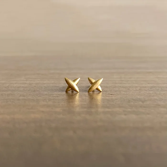 Small Star Cross Stud Earrings