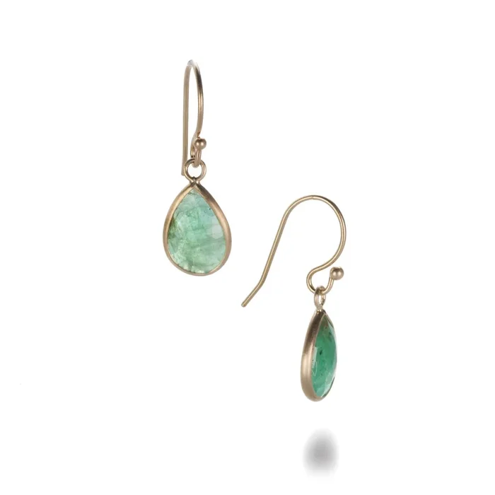 Small Teardrop Emerald Earrings
