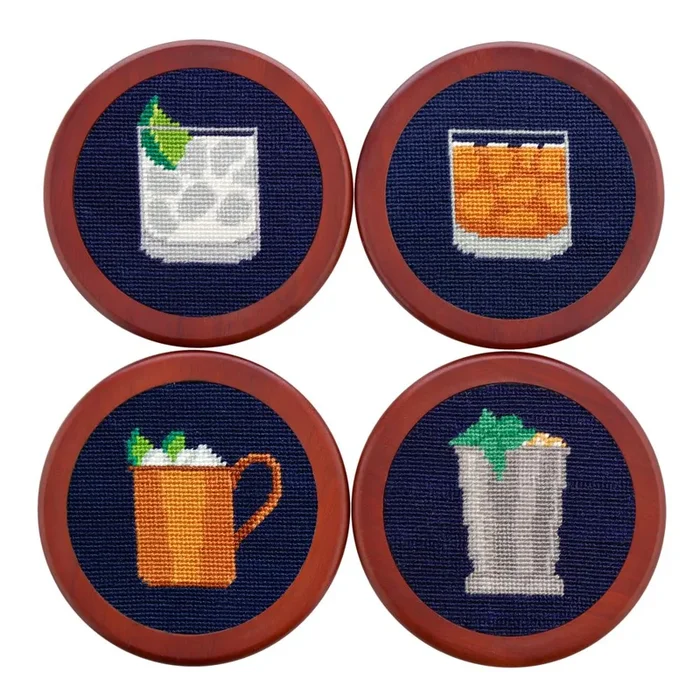 Smathers & Branson Gentleman’s Drink Coasters-Dark Navy