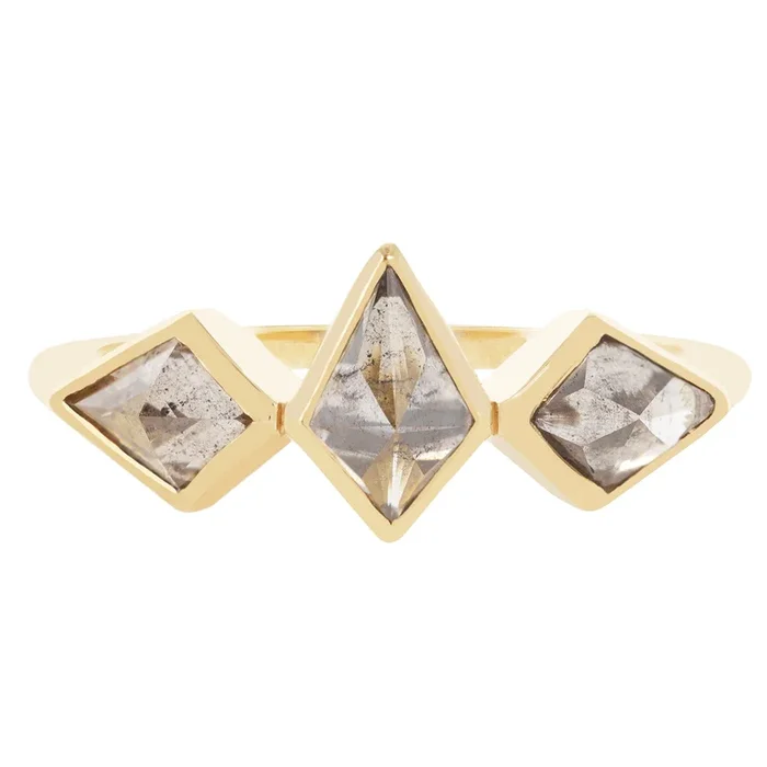 Smoky Diamond Kite Ring