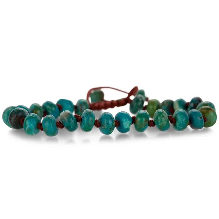 Smooth 8mm Chrysocolla Macrame Bracelet